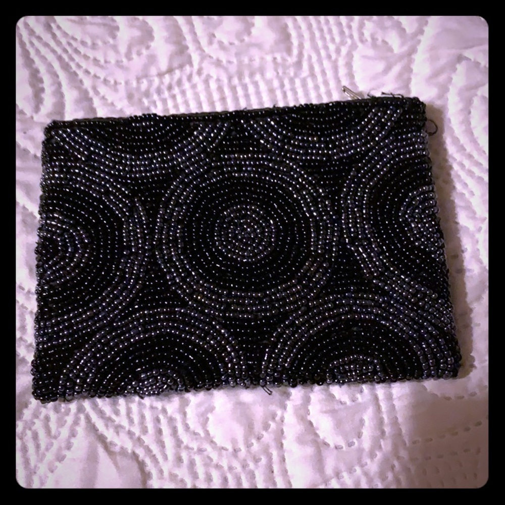 Black and silver with beads coins wallet